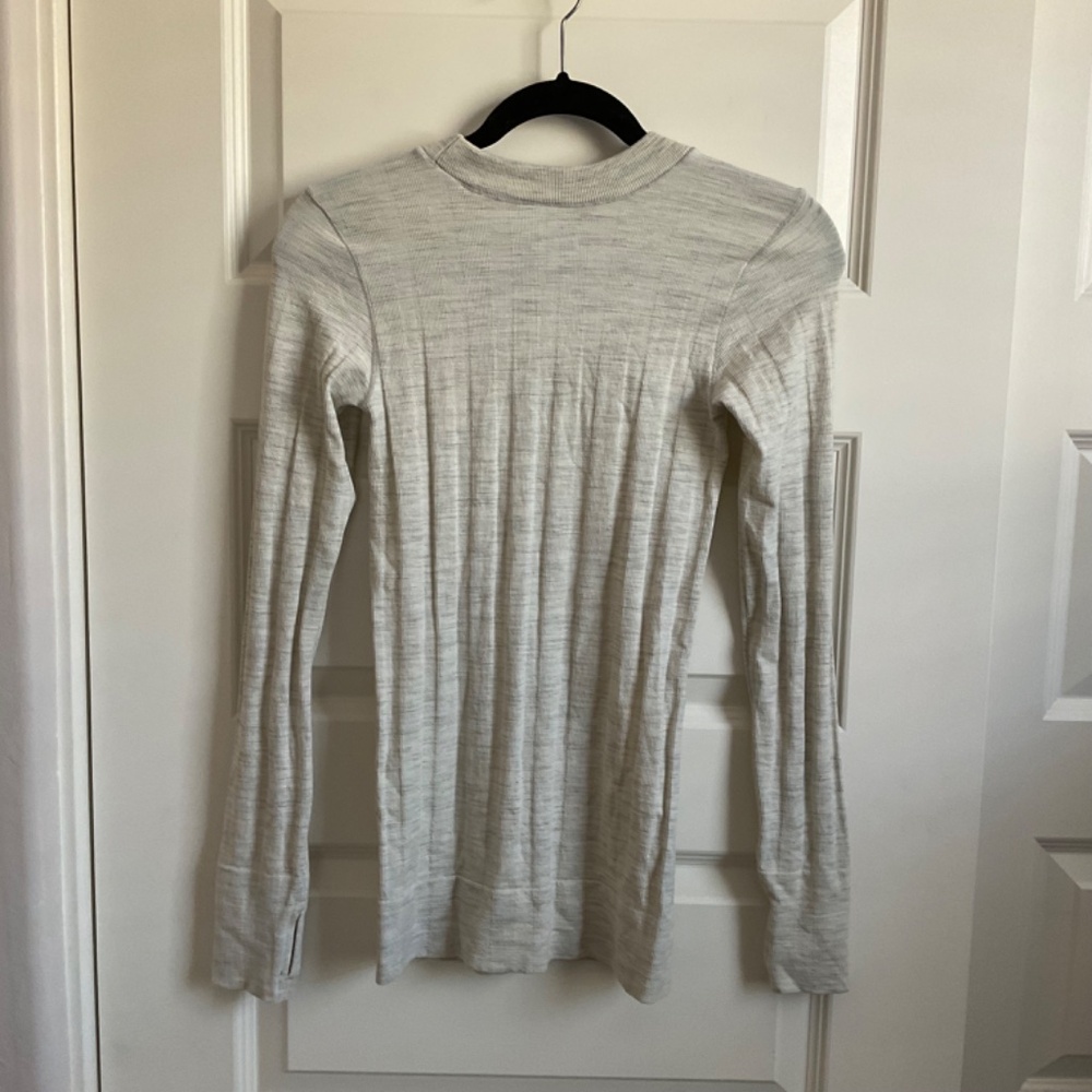 Athleta Ribbed Wool Blend Sweater - Cream/Grey - Size XS - Picture 5 of 5